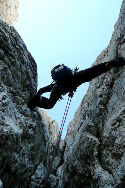 Lungo il tratto dei camini della Direttissima alla parete nord