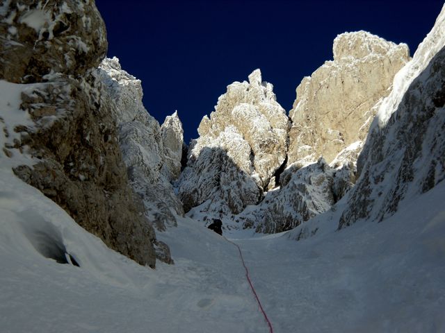 il primo tiro del canalone Maurizi -Pizzo del Diavolo-