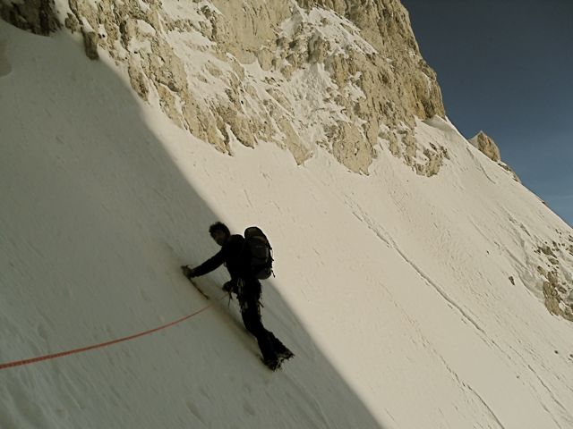 sul traverso del Canalone Maurizi al Pizzo del Diavolo