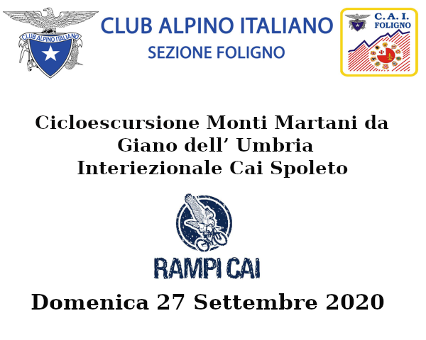 Cicloescursione Domenica 27 Settembre 2020