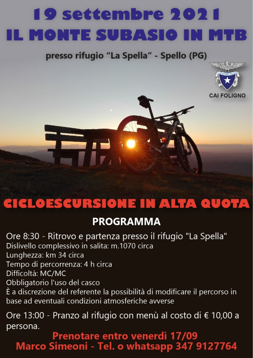 19 Settembre 2021 Ciclo escursionismo